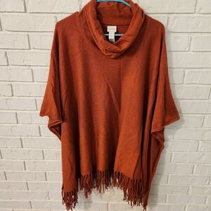 Chico's Women's Rust Sweater with Fringe